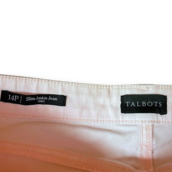 Talbots Womens Curvy Slim Ankle Jeans Sz 14P 14 Petite Pale Pink Stretch Denim - Picture 9 of 9